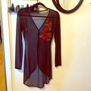 High-Low Sheer Long Sleeve Top